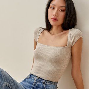 Reformation Bardot Top in MARBLE Size Medium